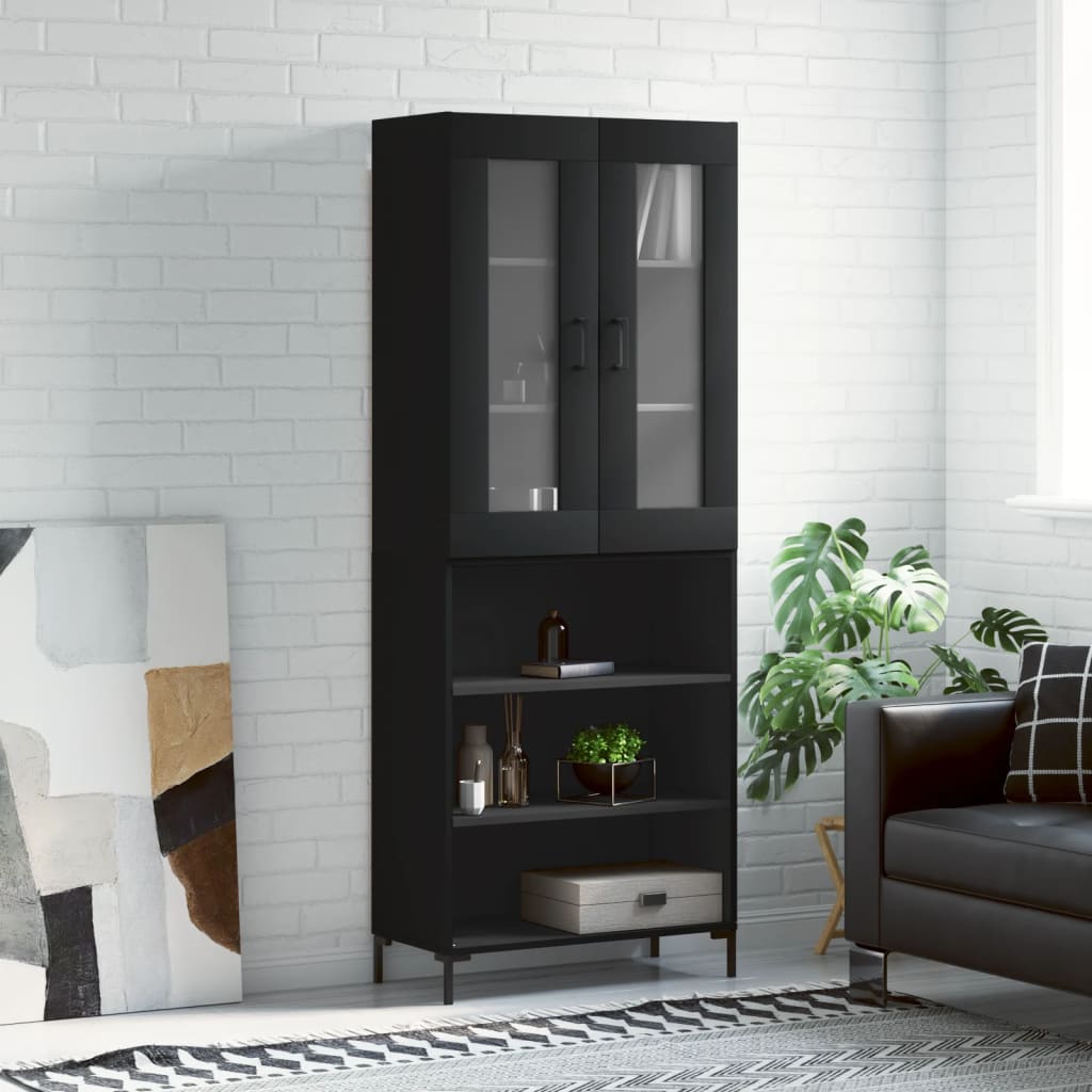 Berkfield Highboard Black 69.5x34x180 cm Engineered Wood