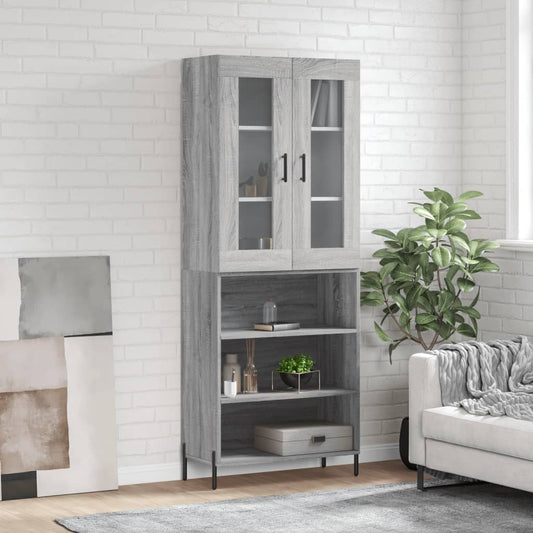 Berkfield Highboard Grey Sonoma 69.5x34x180 cm Engineered Wood