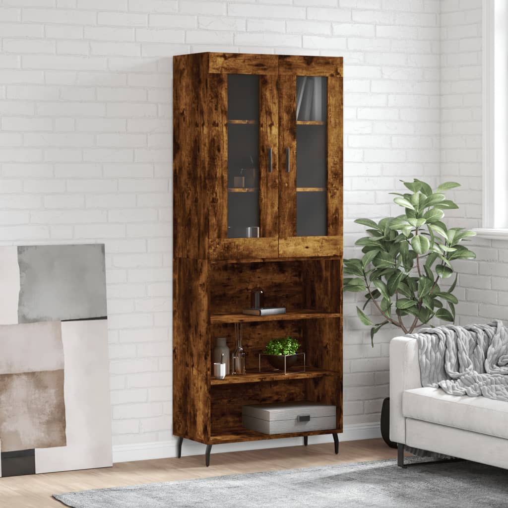 Berkfield Highboard Smoked Oak 69.5x34x180 cm Engineered Wood