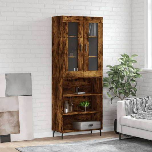 Berkfield Highboard Smoked Oak 69.5x34x180 cm Engineered Wood