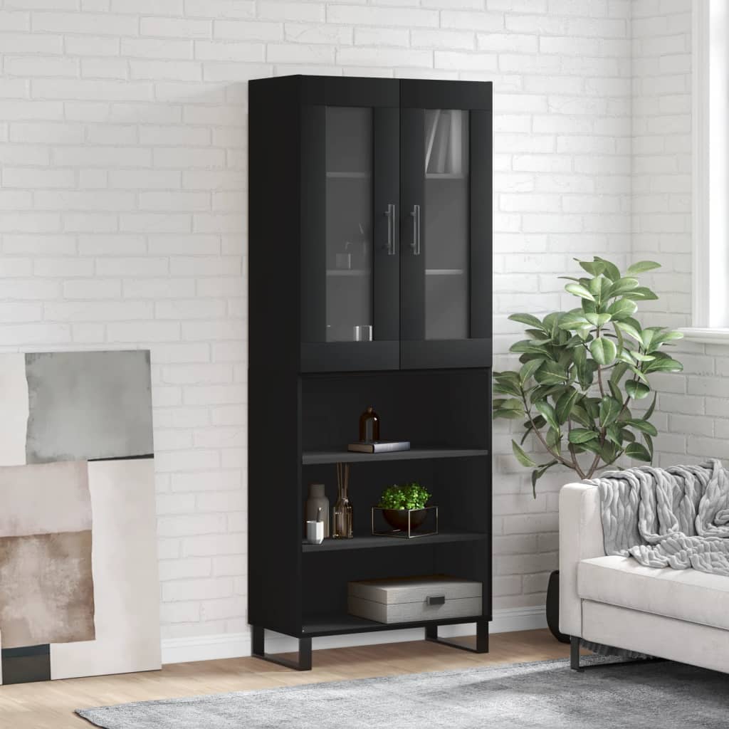 Berkfield Highboard Black 69.5x34x180 cm Engineered Wood
