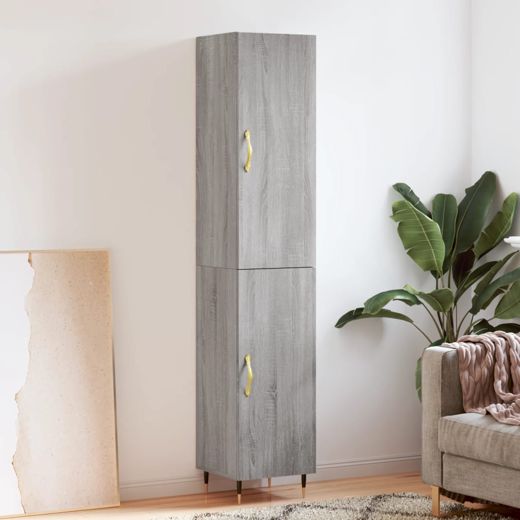 Berkfield Highboard Grey Sonoma 34.5x34x180 cm Engineered Wood