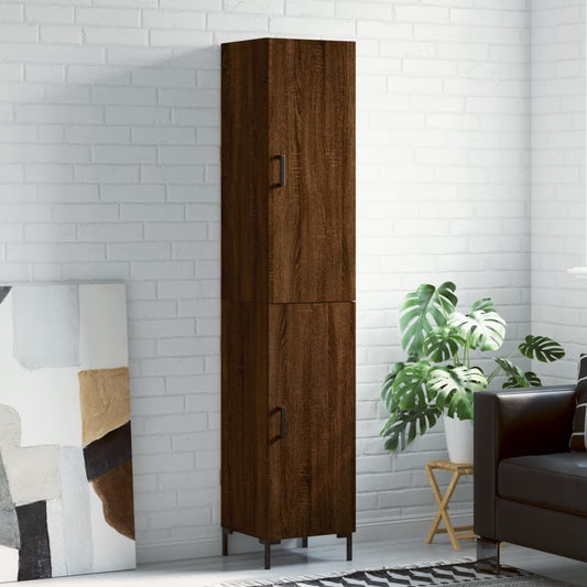 Berkfield Highboard Brown Oak 34.5x34x180 cm Engineered Wood