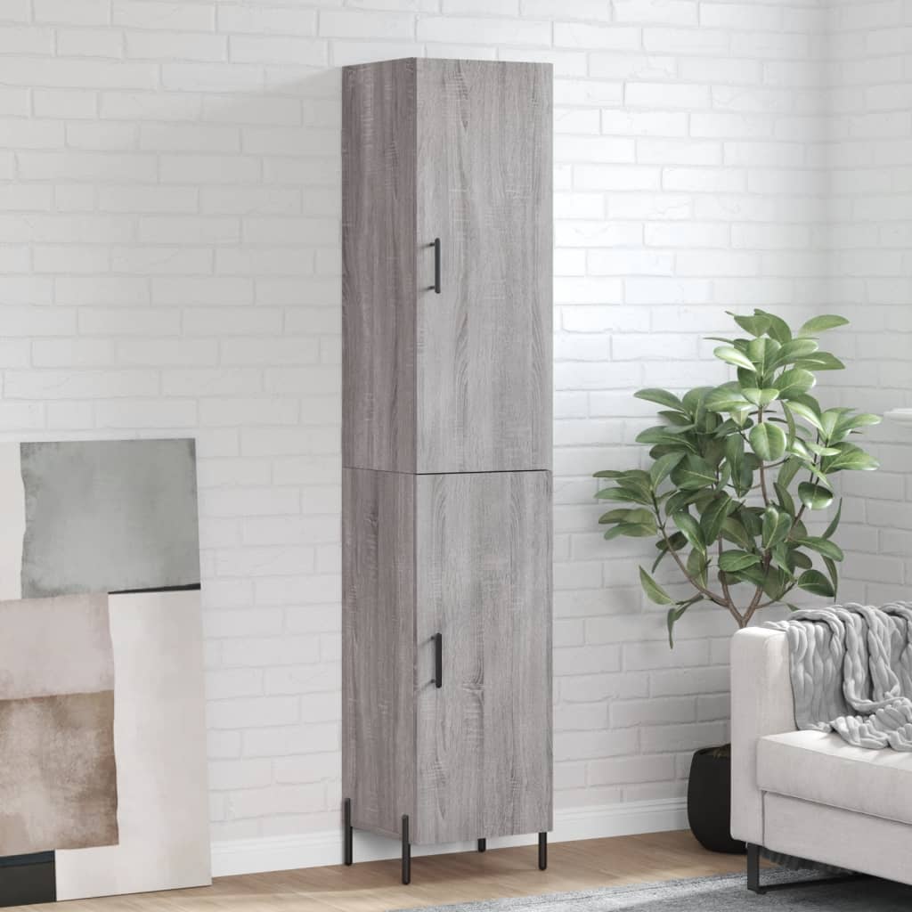 Berkfield Highboard Grey Sonoma 34.5x34x180 cm Engineered Wood
