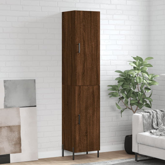Berkfield Highboard Brown Oak 34.5x34x180 cm Engineered Wood