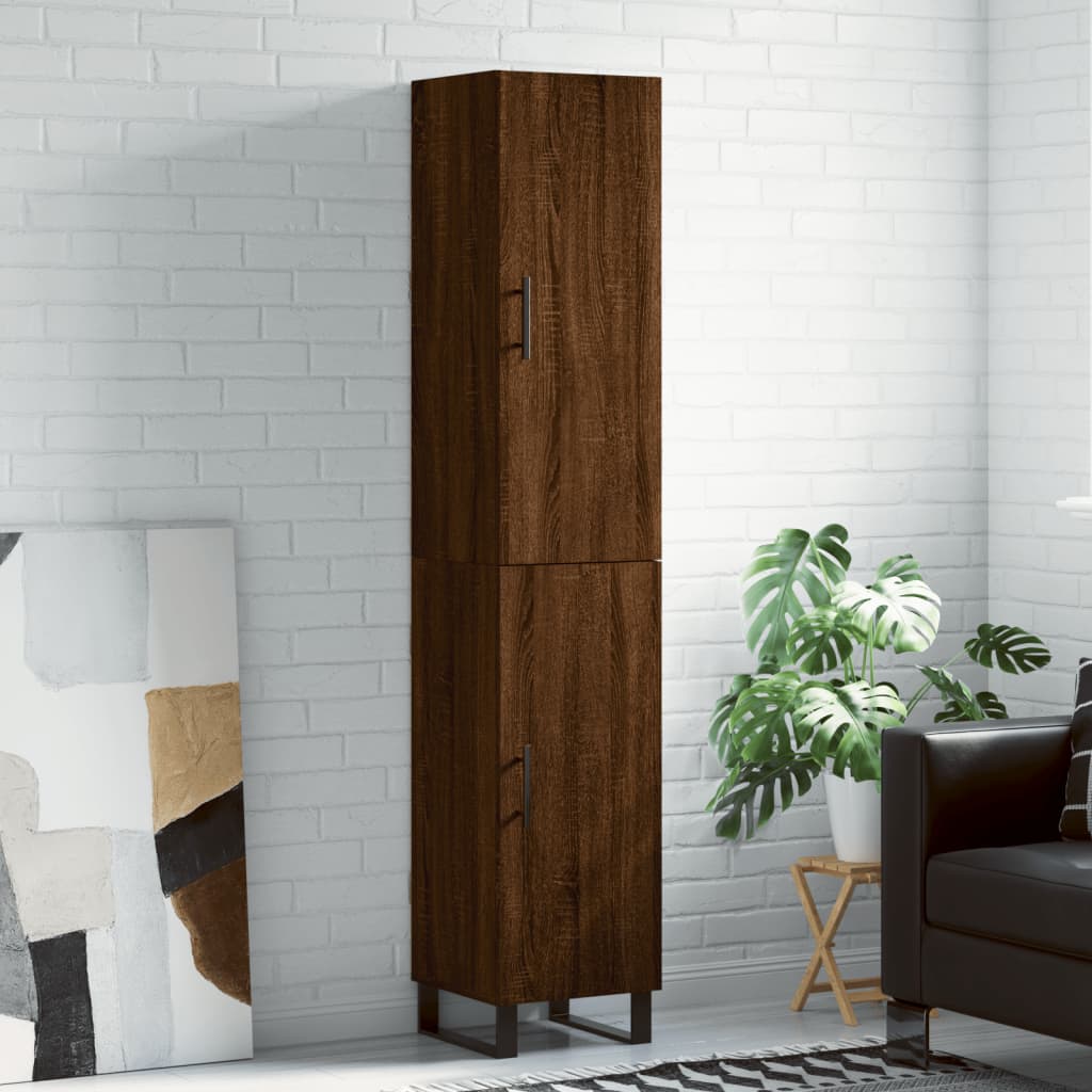 Berkfield Highboard Brown Oak 34.5x34x180 cm Engineered Wood