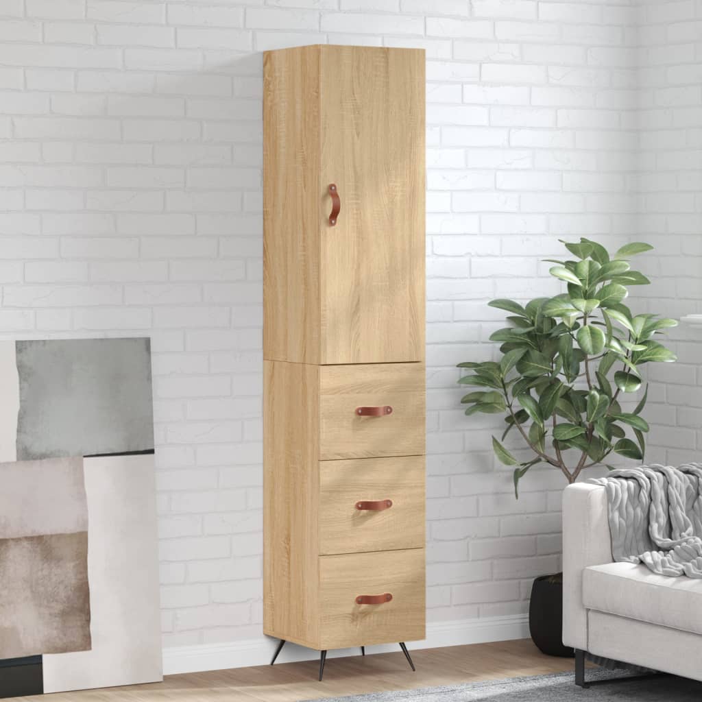 Berkfield Highboard Sonoma Oak 34.5x34x180 cm Engineered Wood