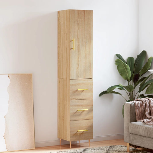 Berkfield Highboard Sonoma Oak 34.5x34x180 cm Engineered Wood