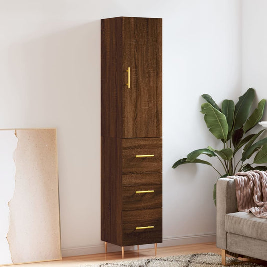 Berkfield Highboard Brown Oak 34.5x34x180 cm Engineered Wood