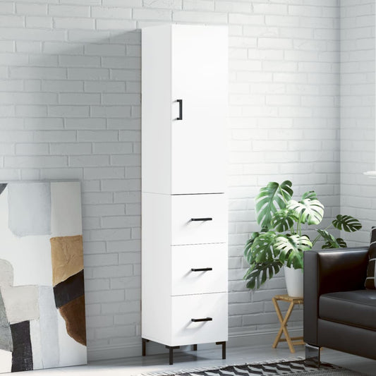 Berkfield Highboard White 34.5x34x180 cm Engineered Wood