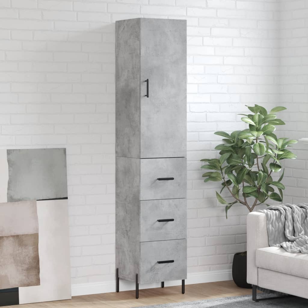 Berkfield Highboard Concrete Grey 34.5x34x180 cm Engineered Wood