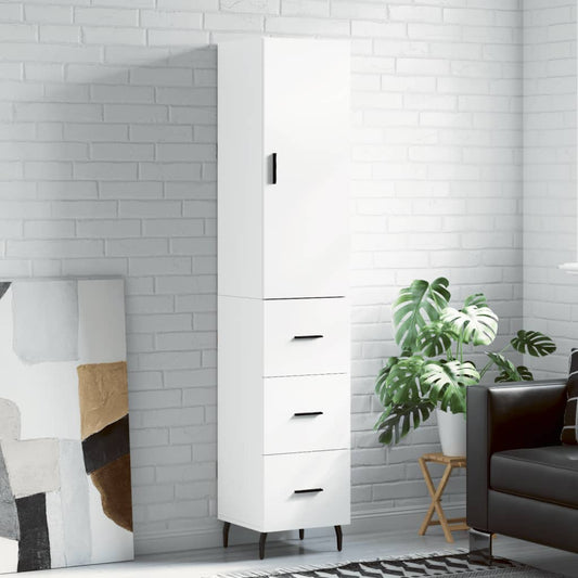 Berkfield Highboard White 34.5x34x180 cm Engineered Wood