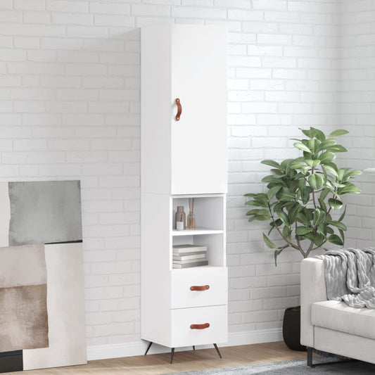 Berkfield Highboard White 34.5x34x180 cm Engineered Wood