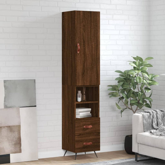 Berkfield Highboard Brown Oak 34.5x34x180 cm Engineered Wood