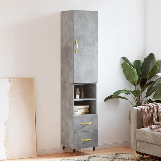 Berkfield Highboard Concrete Grey 34.5x34x180 cm Engineered Wood