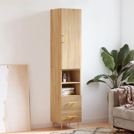 Berkfield Highboard Sonoma Oak 34.5x34x180 cm Engineered Wood
