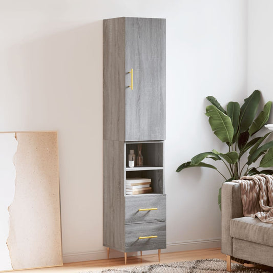 Berkfield Highboard Grey Sonoma 34.5x34x180 cm Engineered Wood