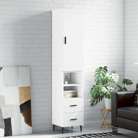 Berkfield Highboard White 34.5x34x180 cm Engineered Wood