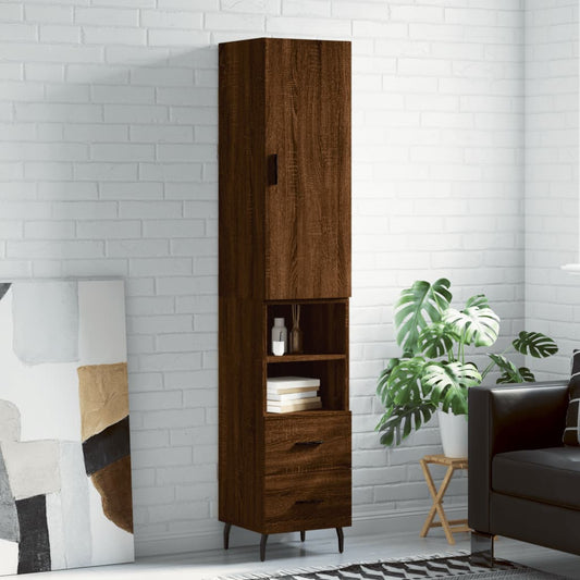 Berkfield Highboard Brown Oak 34.5x34x180 cm Engineered Wood