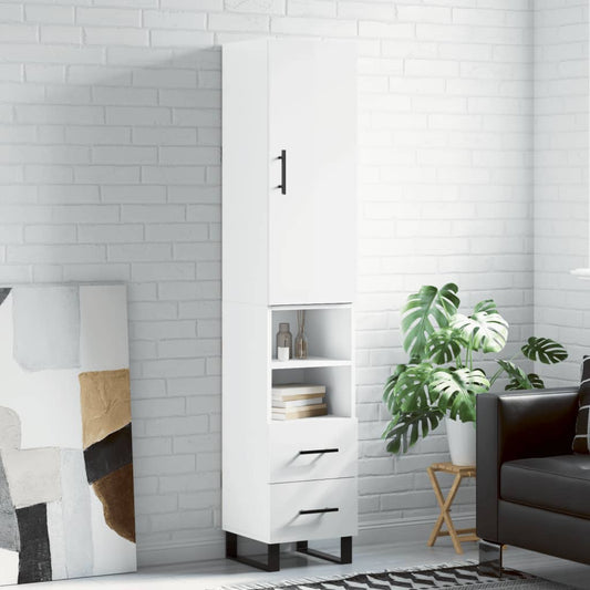 Berkfield Highboard High Gloss White 34.5x34x180 cm Engineered Wood