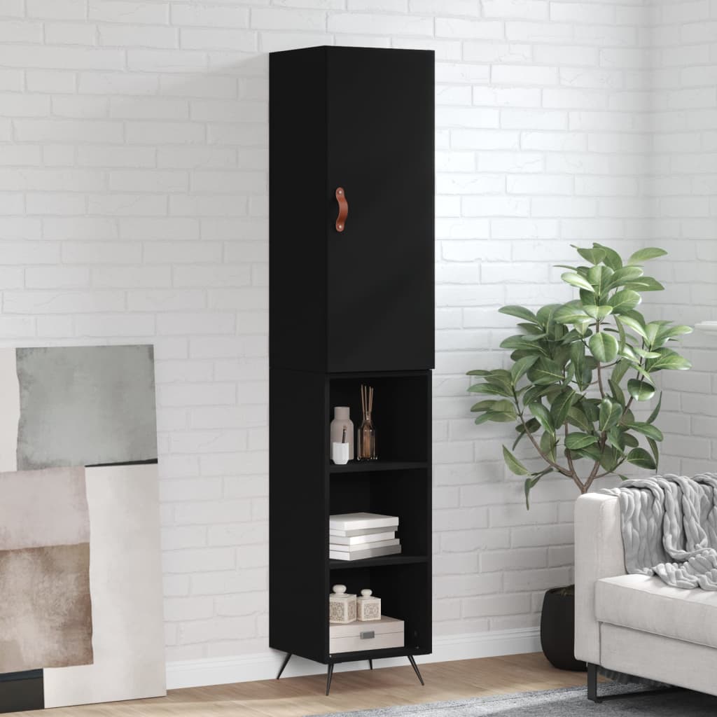 Berkfield Highboard Black 34.5x34x180 cm Engineered Wood