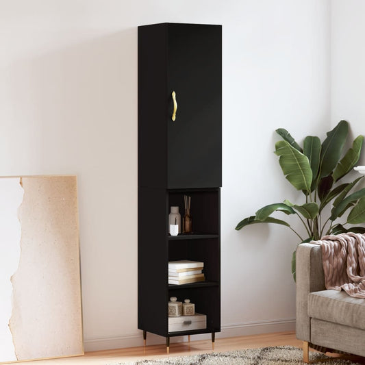 Berkfield Highboard Black 34.5x34x180 cm Engineered Wood