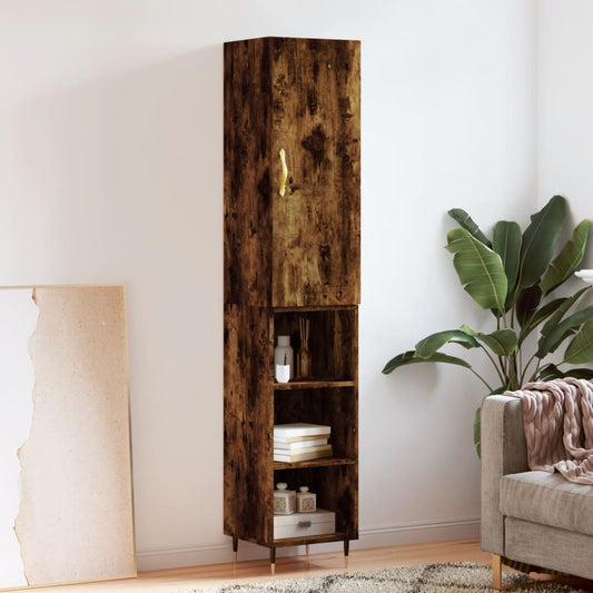 Berkfield Highboard Smoked Oak 34.5x34x180 cm Engineered Wood