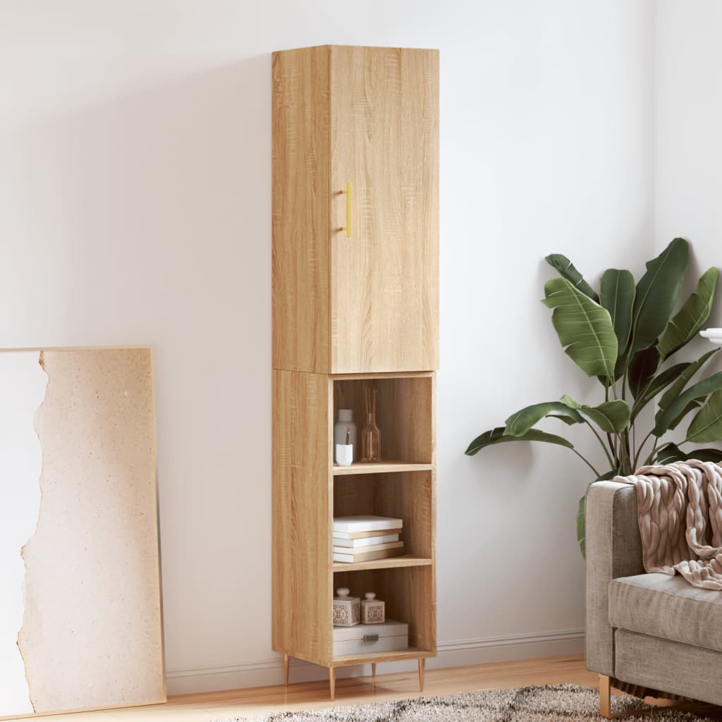Berkfield Highboard Sonoma Oak 34.5x34x180 cm Engineered Wood