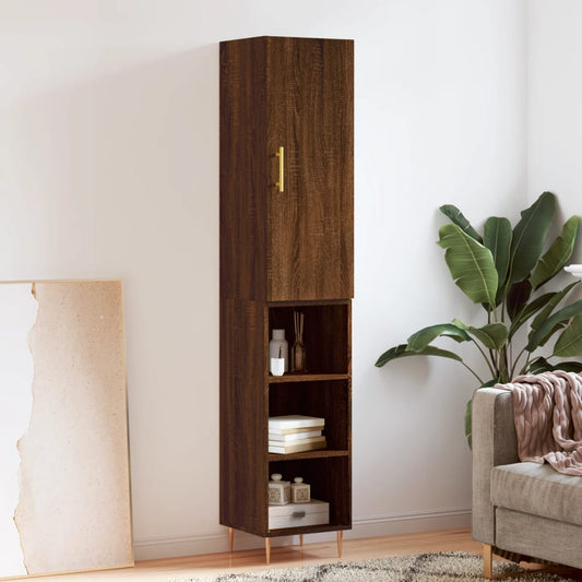 Berkfield Highboard Brown Oak 34.5x34x180 cm Engineered Wood