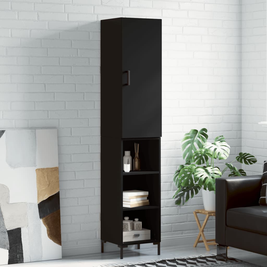 Berkfield Highboard Black 34.5x34x180 cm Engineered Wood