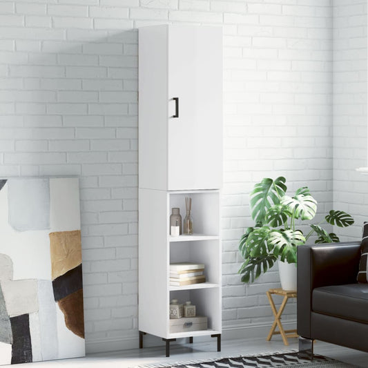 Berkfield Highboard High Gloss White 34.5x34x180 cm Engineered Wood