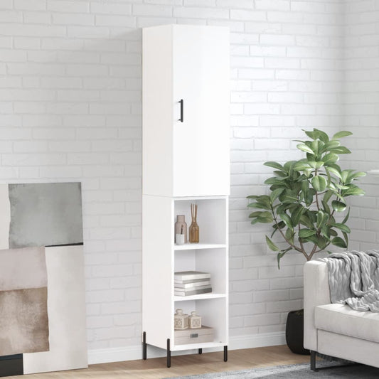 Berkfield Highboard High Gloss White 34.5x34x180 cm Engineered Wood