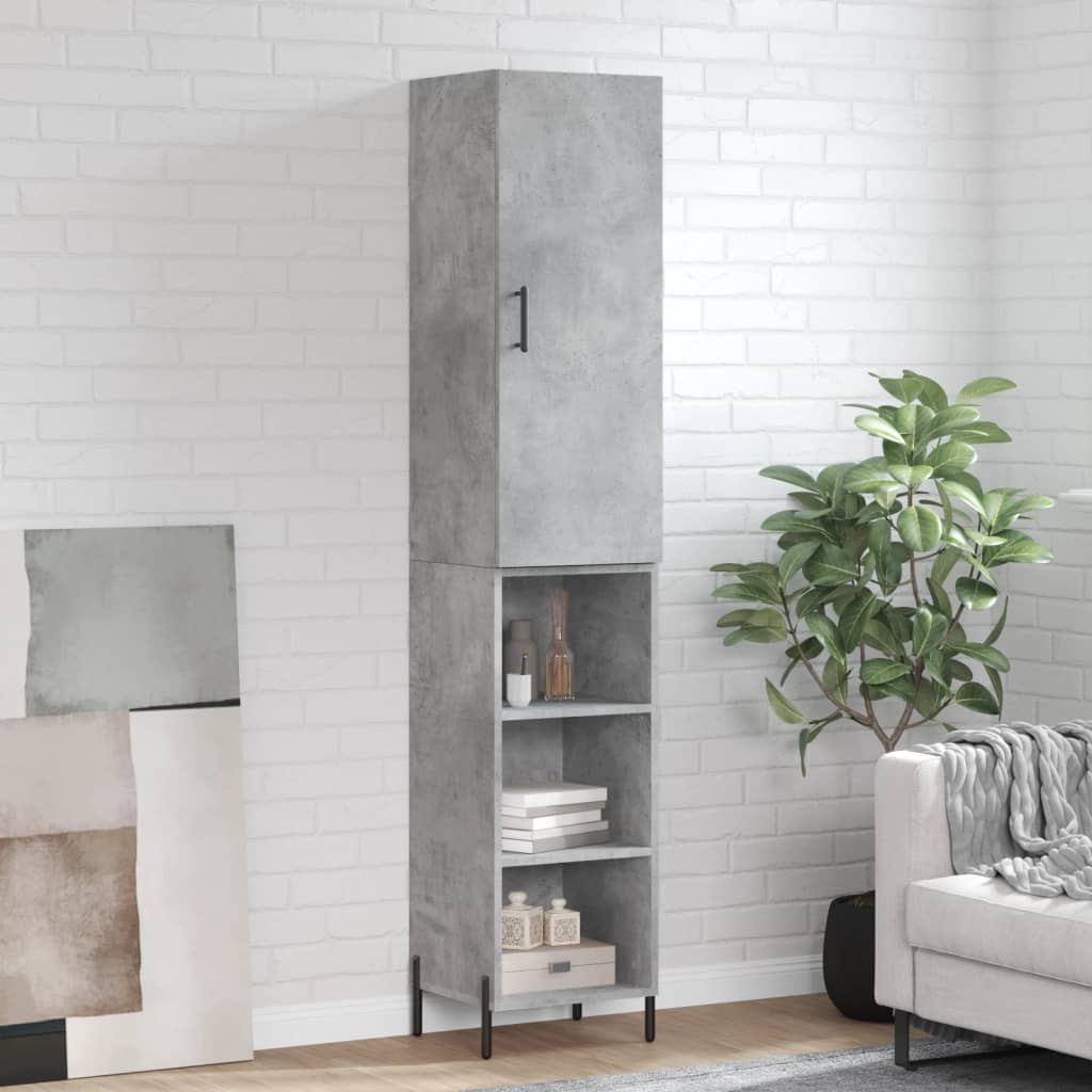 Berkfield Highboard Concrete Grey 34.5x34x180 cm Engineered Wood