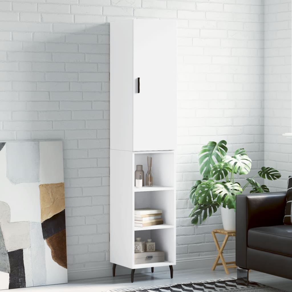 Berkfield Highboard White 34.5x34x180 cm Engineered Wood