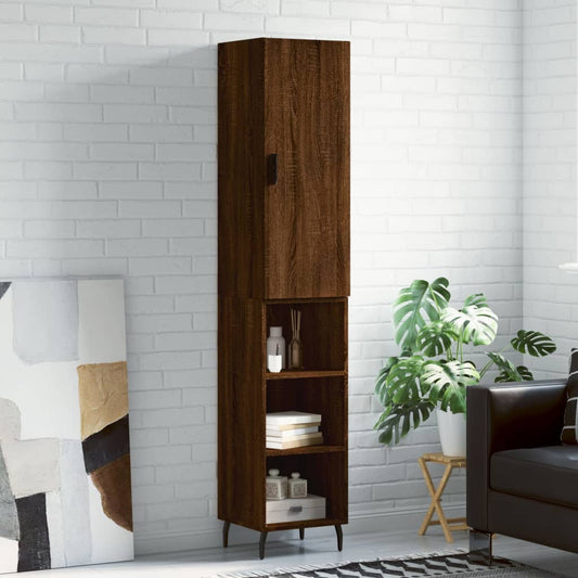 Berkfield Highboard Brown Oak 34.5x34x180 cm Engineered Wood