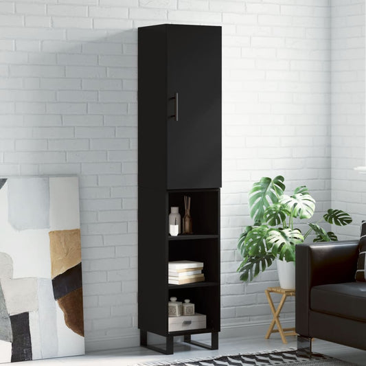 Berkfield Highboard Black 34.5x34x180 cm Engineered Wood