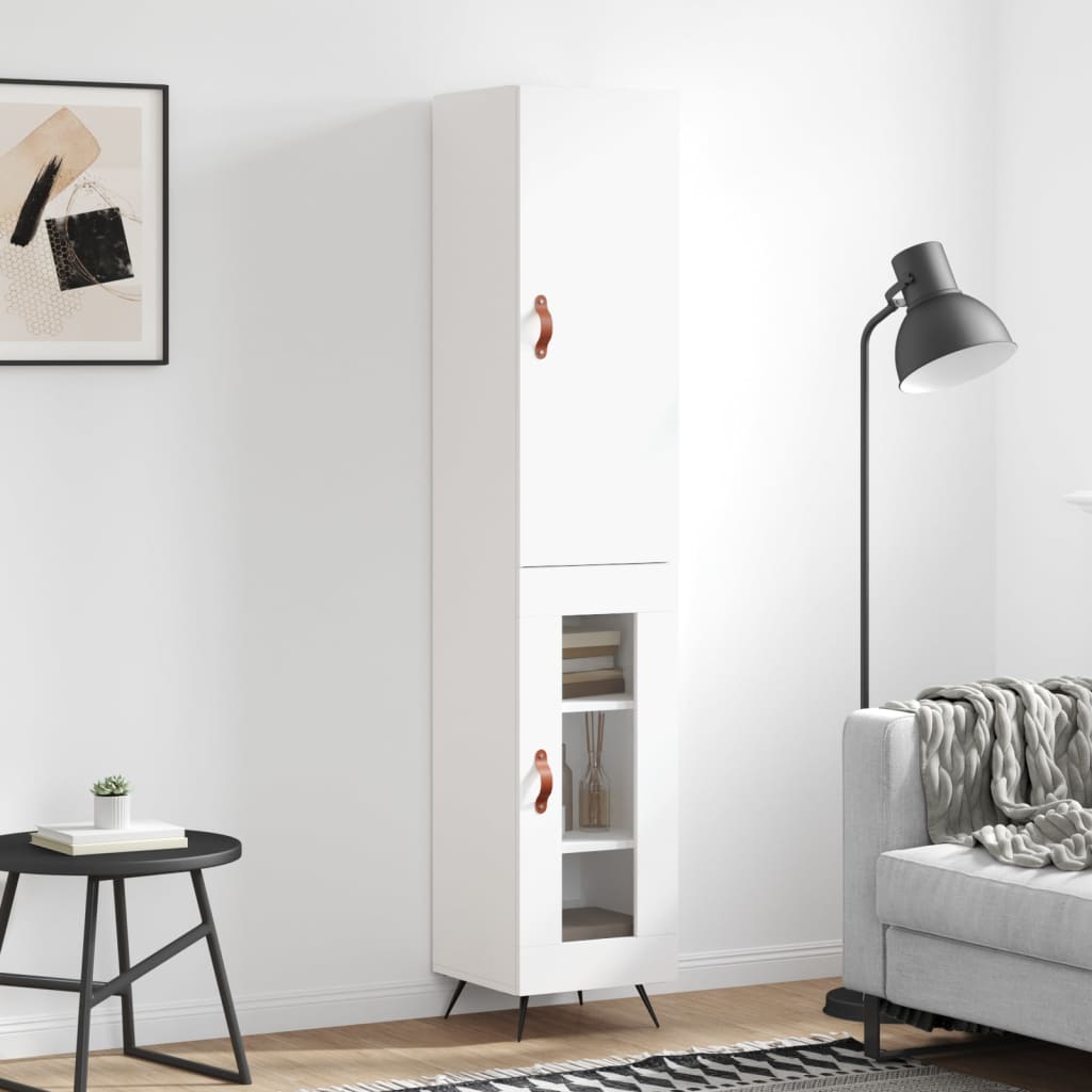 Berkfield Highboard White 34.5x34x180 cm Engineered Wood