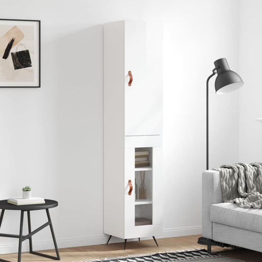 Berkfield Highboard High Gloss White 34.5x34x180 cm Engineered Wood