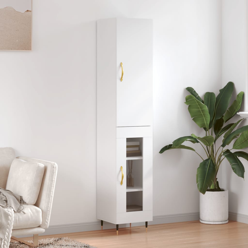 Berkfield Highboard White 34.5x34x180 cm Engineered Wood