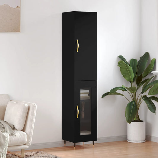 Berkfield Highboard Black 34.5x34x180 cm Engineered Wood