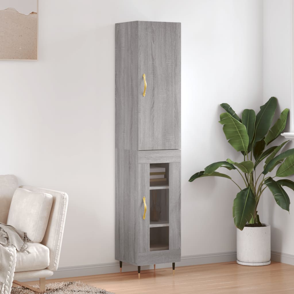 Berkfield Highboard Grey Sonoma 34.5x34x180 cm Engineered Wood