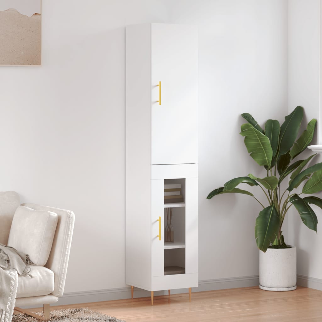 Berkfield Highboard White 34.5x34x180 cm Engineered Wood