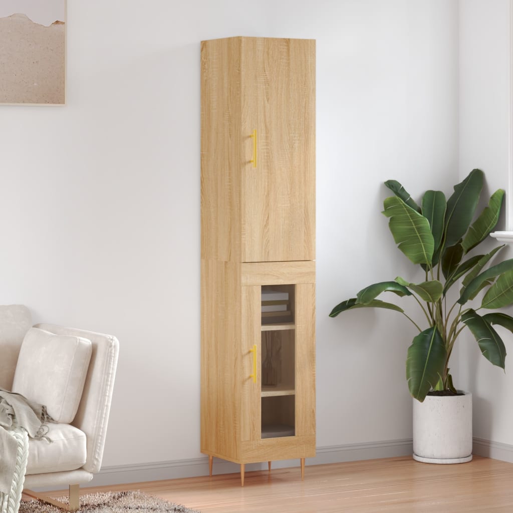 Berkfield Highboard Sonoma Oak 34.5x34x180 cm Engineered Wood