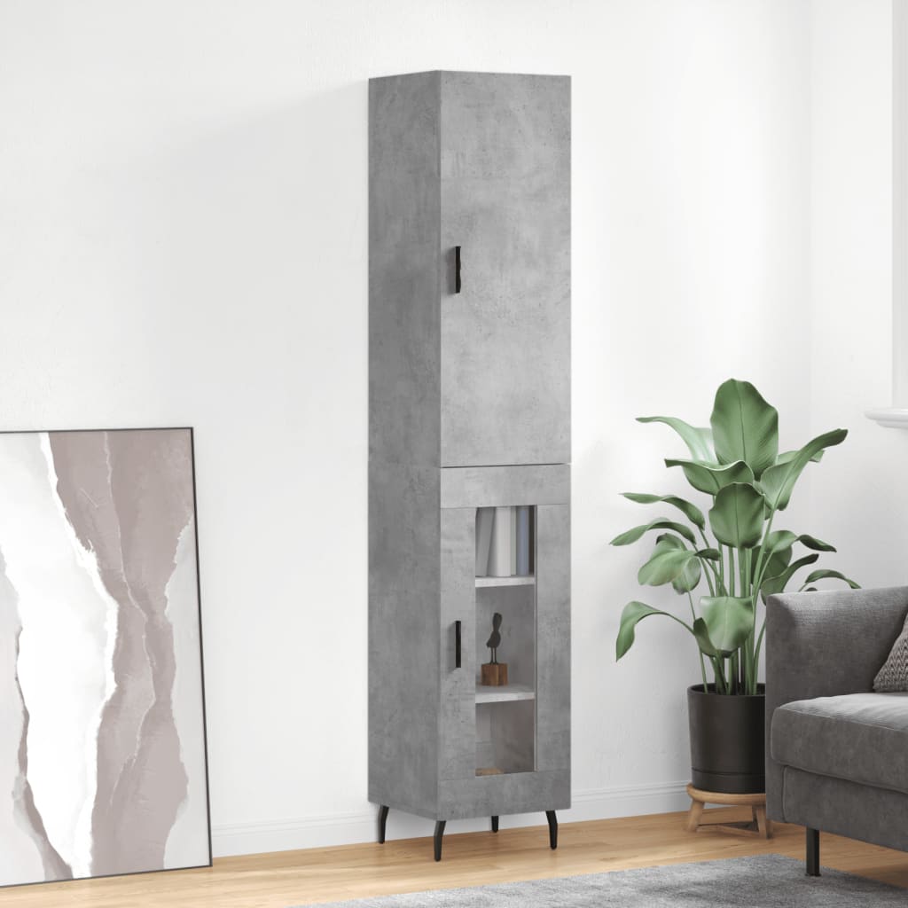 Berkfield Highboard Concrete Grey 34.5x34x180 cm Engineered Wood