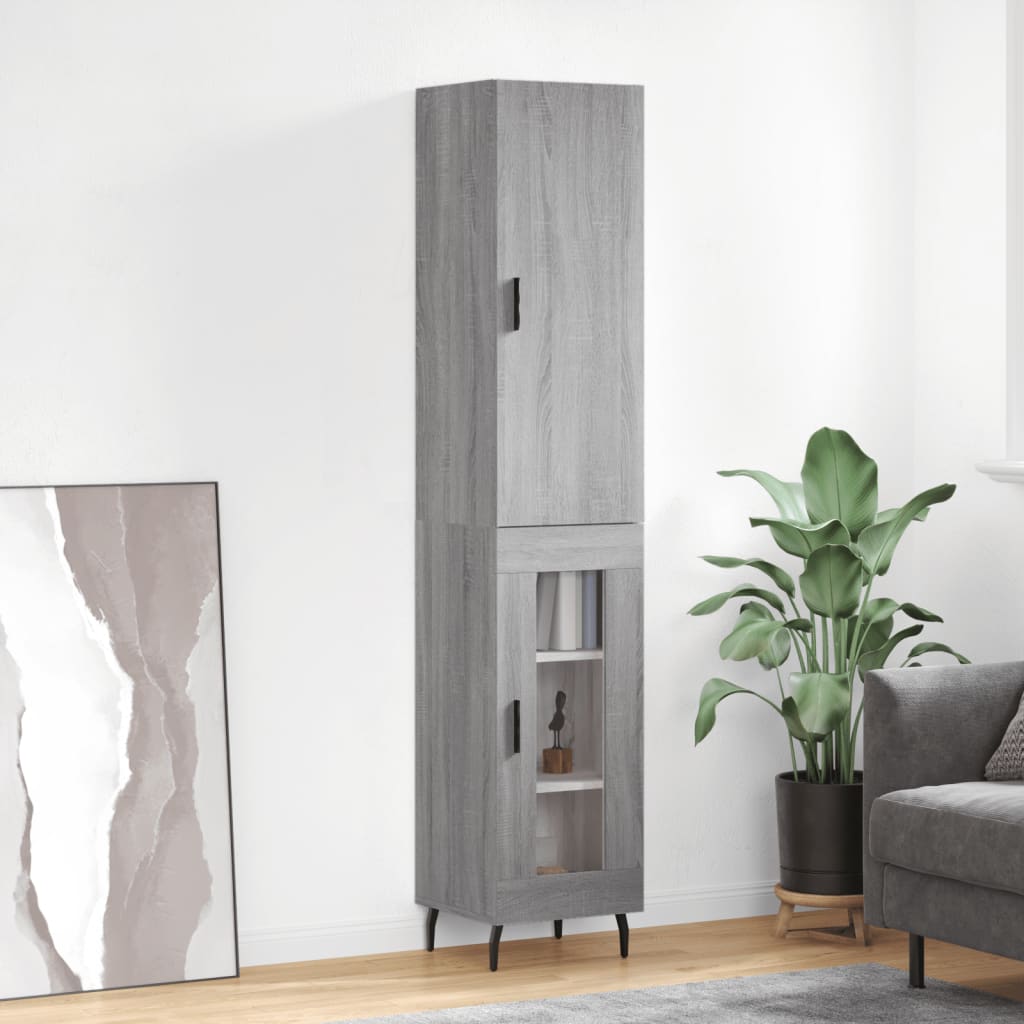Berkfield Highboard Grey Sonoma 34.5x34x180 cm Engineered Wood