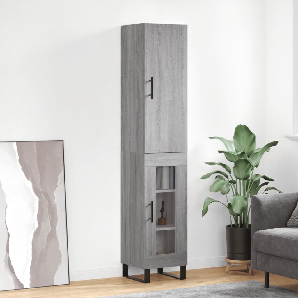 Berkfield Highboard Grey Sonoma 34.5x34x180 cm Engineered Wood