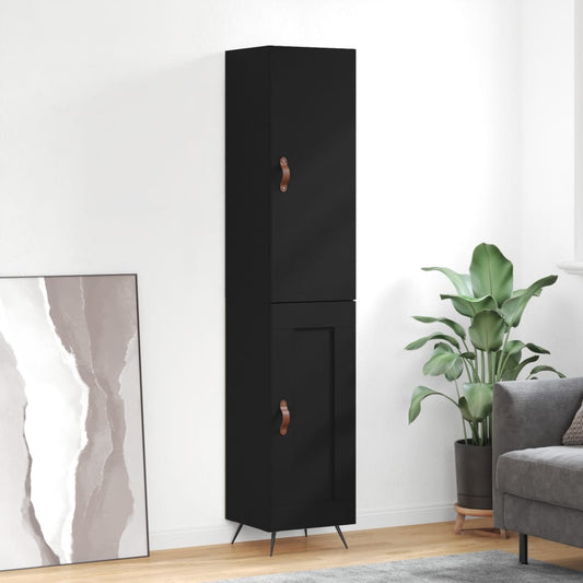 Berkfield Highboard Black 34.5x34x180 cm Engineered Wood