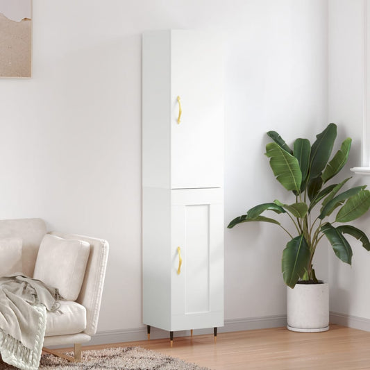 Berkfield Highboard White 34.5x34x180 cm Engineered Wood