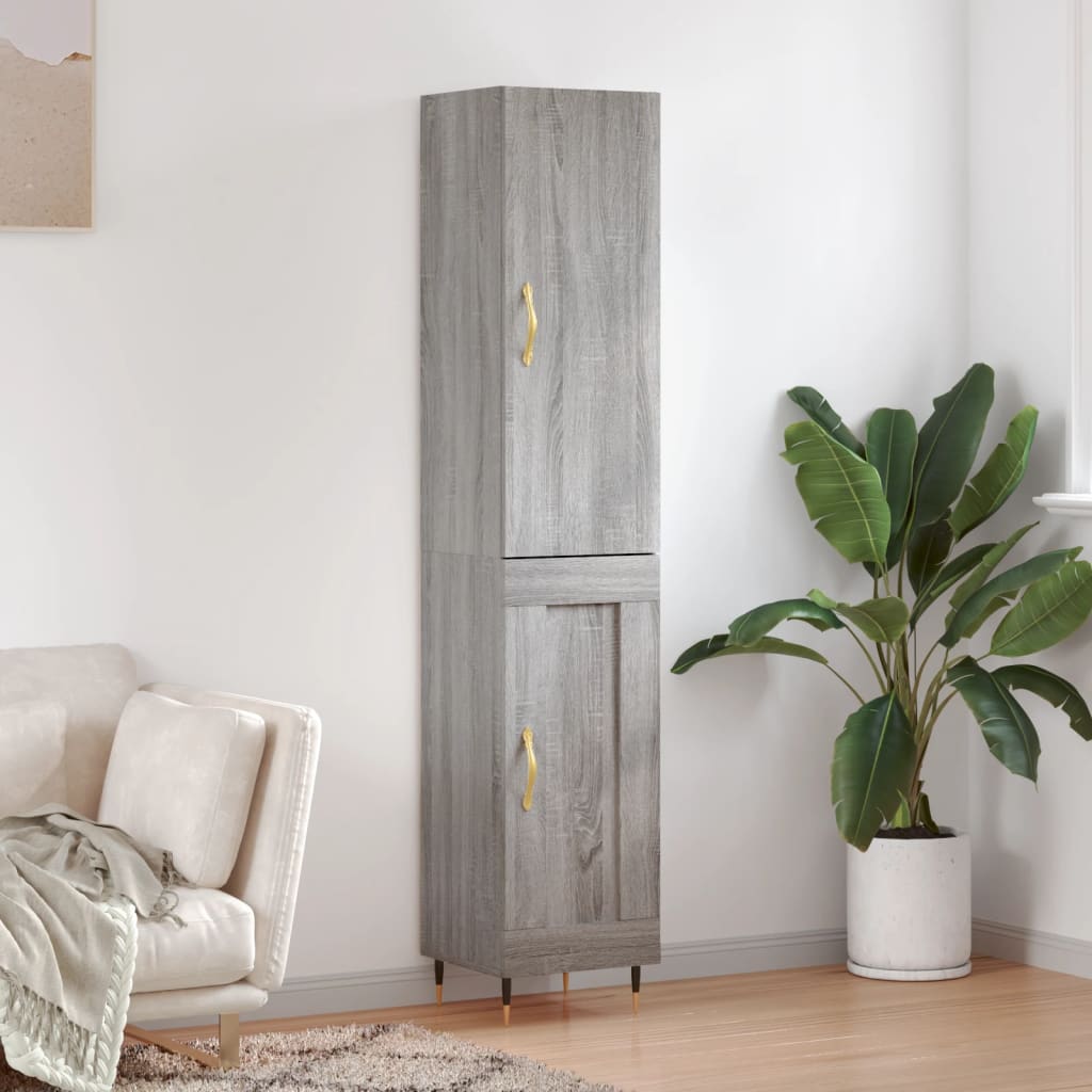 Berkfield Highboard Grey Sonoma 34.5x34x180 cm Engineered Wood