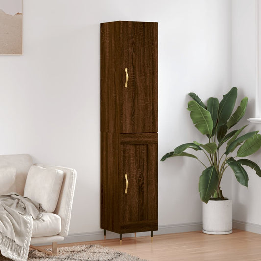 Berkfield Highboard Brown Oak 34.5x34x180 cm Engineered Wood